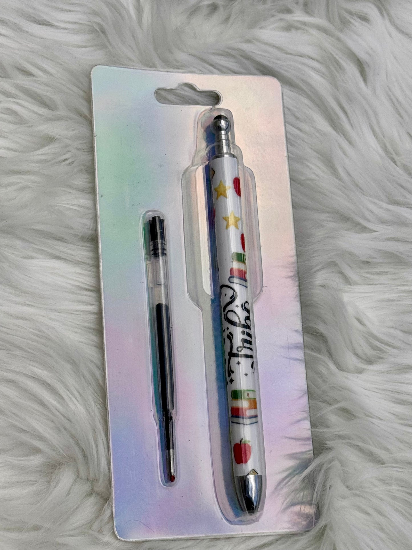 Teacher Tribe Pen with apples and books